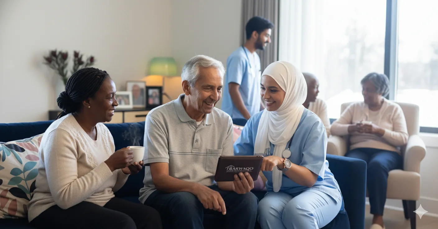 Caregiver helping elderly patient