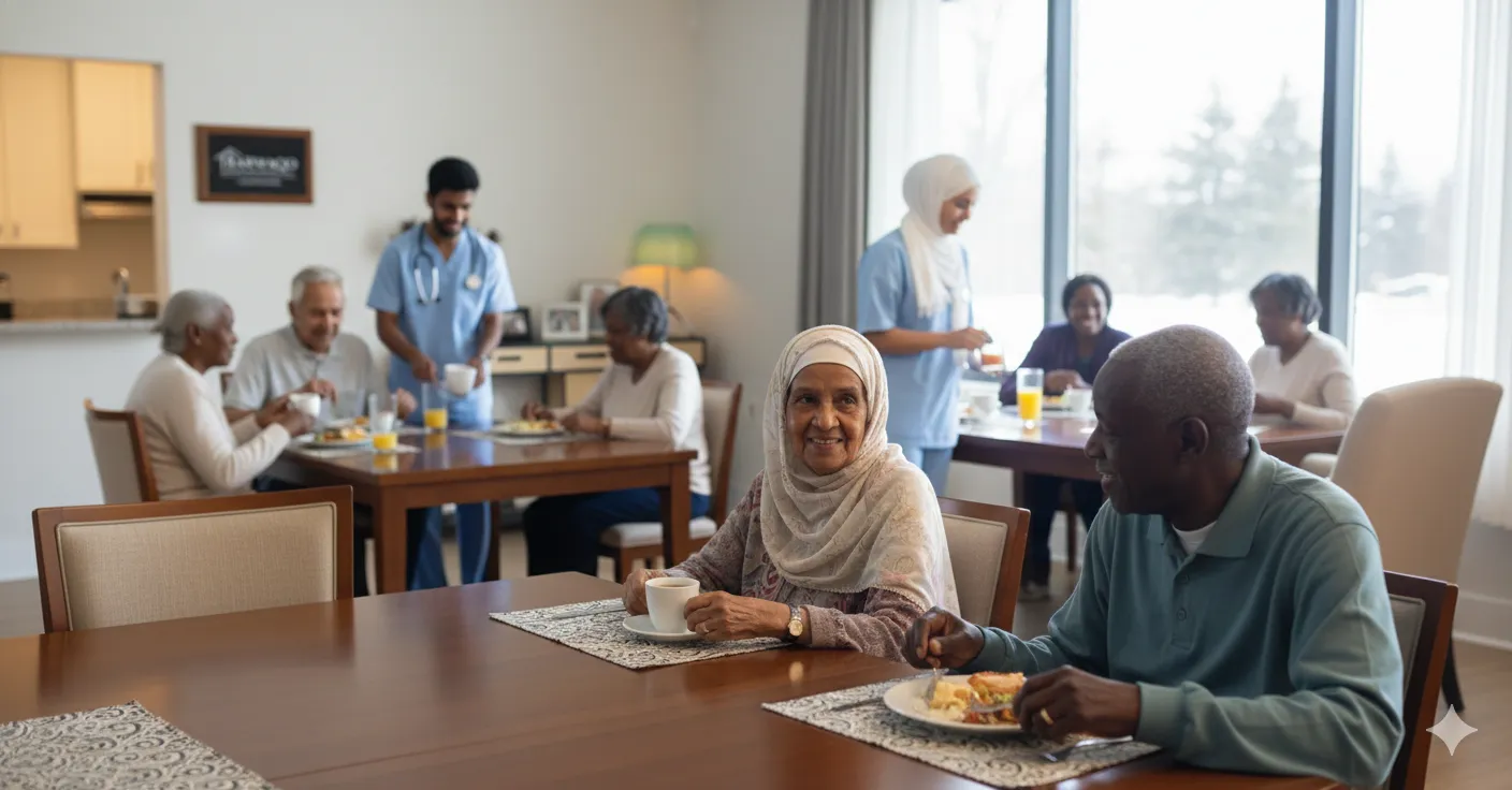 Caregiver helping elderly patient